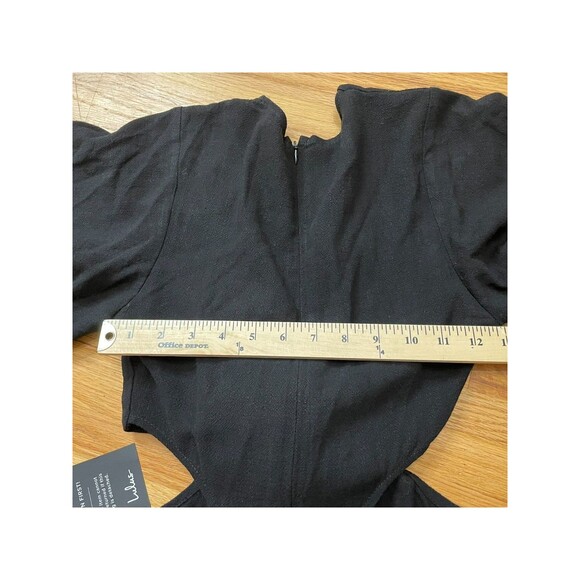 Lulus Summer Journey Women's Dress Midi Sheath TieFront Cutout Side Slit S Black - Picture 6 of 11